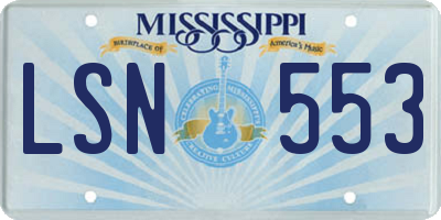MS license plate LSN553