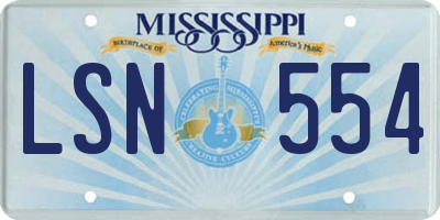 MS license plate LSN554