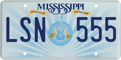 MS license plate LSN555