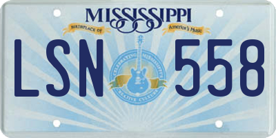 MS license plate LSN558