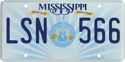 MS license plate LSN566