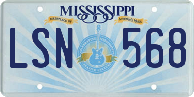 MS license plate LSN568