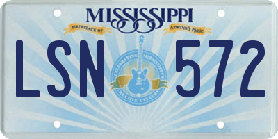MS license plate LSN572