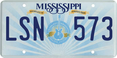 MS license plate LSN573