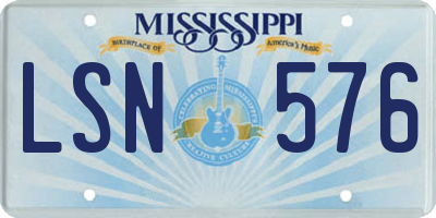 MS license plate LSN576