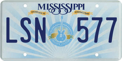 MS license plate LSN577