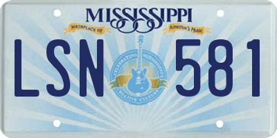 MS license plate LSN581