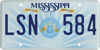 MS license plate LSN584