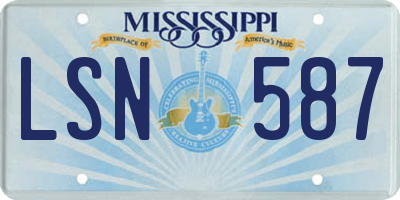 MS license plate LSN587