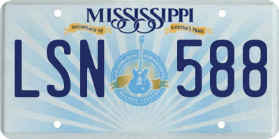MS license plate LSN588