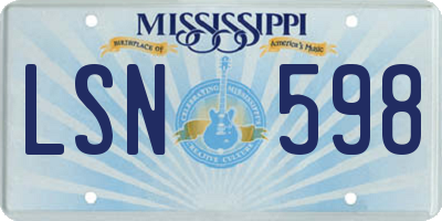 MS license plate LSN598