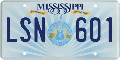 MS license plate LSN601