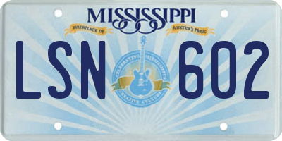 MS license plate LSN602