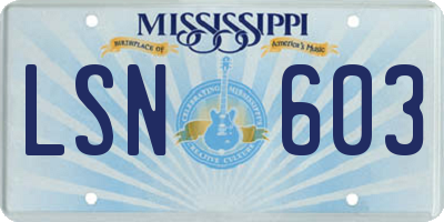 MS license plate LSN603