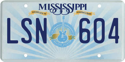 MS license plate LSN604