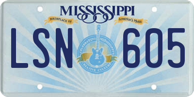 MS license plate LSN605
