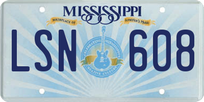 MS license plate LSN608
