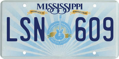 MS license plate LSN609