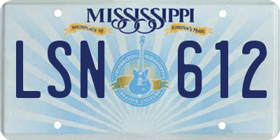 MS license plate LSN612