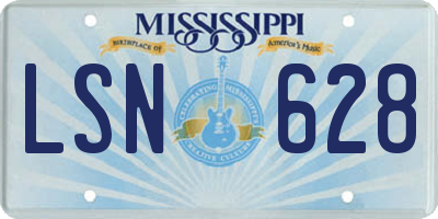MS license plate LSN628