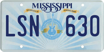 MS license plate LSN630