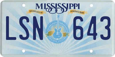 MS license plate LSN643