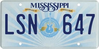 MS license plate LSN647