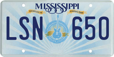 MS license plate LSN650