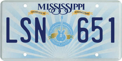 MS license plate LSN651