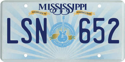 MS license plate LSN652