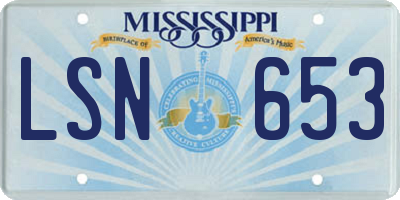 MS license plate LSN653