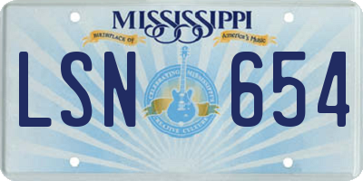 MS license plate LSN654