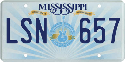MS license plate LSN657