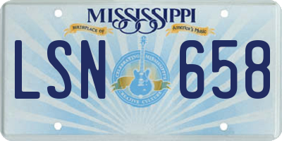 MS license plate LSN658