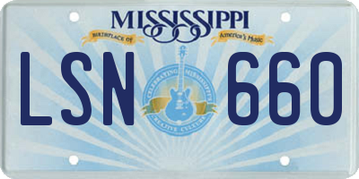 MS license plate LSN660