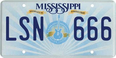 MS license plate LSN666
