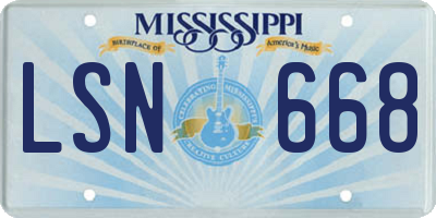 MS license plate LSN668