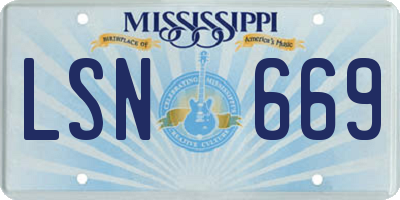 MS license plate LSN669