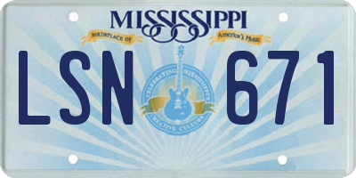 MS license plate LSN671
