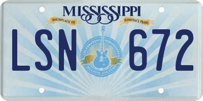 MS license plate LSN672