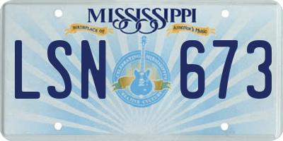 MS license plate LSN673