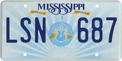 MS license plate LSN687