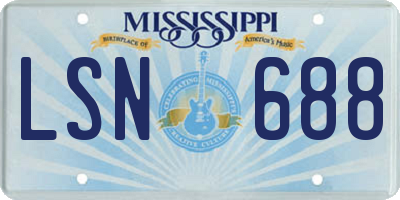 MS license plate LSN688