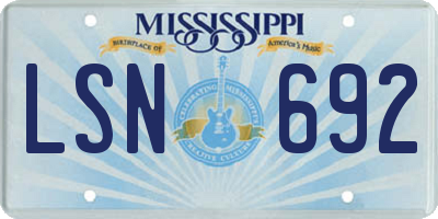 MS license plate LSN692