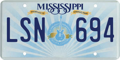 MS license plate LSN694