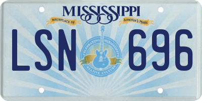MS license plate LSN696