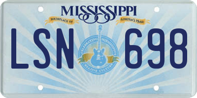 MS license plate LSN698