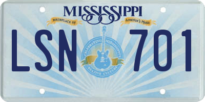 MS license plate LSN701