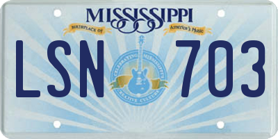 MS license plate LSN703