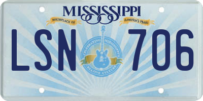 MS license plate LSN706
